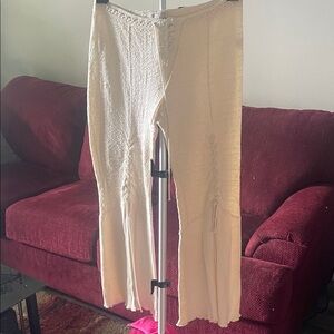 Hippy Textured Cream Knit Pants